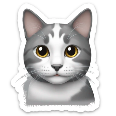 Cat gray and white sticker