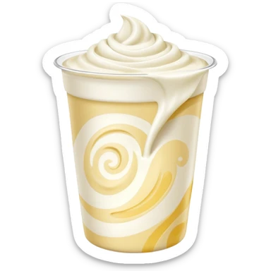 plant-based yogurt in open unbranded cup, creamy white with silky swirls, cup in soft neutral tones, no extras, soft lighting, emoji scale sticker