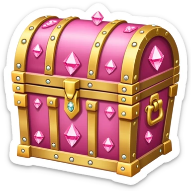 Treasure chest encrusted with pink diamonds sticker