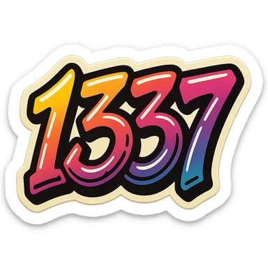 number 1337 in a graffiti style, referencing leet speak, icon or emoji sticker