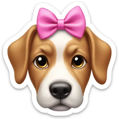 dog wearing a pink bow sticker