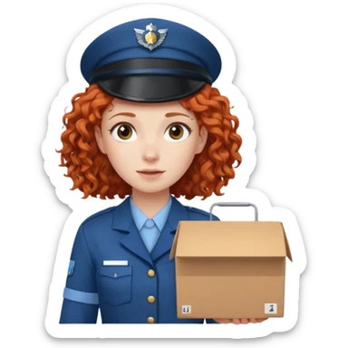 box carrier curly red hairedgirl  sticker