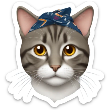 cat with virginia tech bandana  sticker