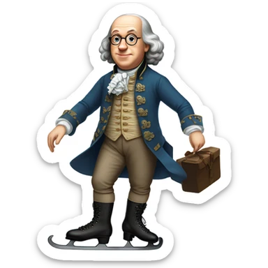 Benjamin Franklin on ice skates sticker