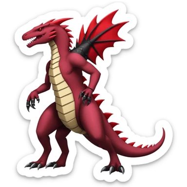 Badass cool edgy black and red salazzle-tyranitar-hybrid, full body sticker