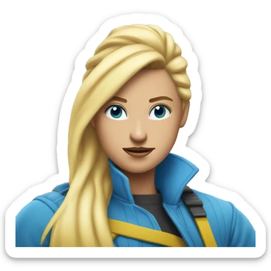 giant blonde ponytail blue yed lady destroys yellow face emoji city sticker