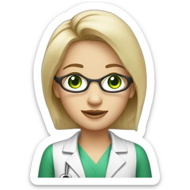 Ophthalmologist UI designer light haired girl with green eyes sticker