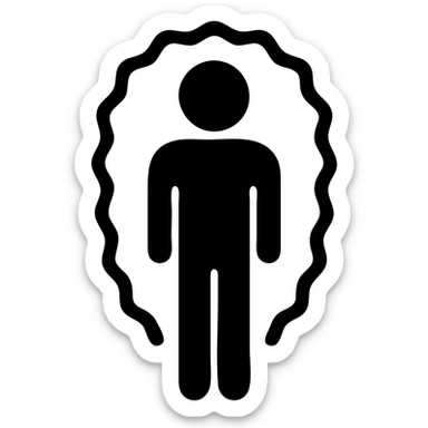 A blue person standing with a faint blue aura around them, representing poor aura. sticker