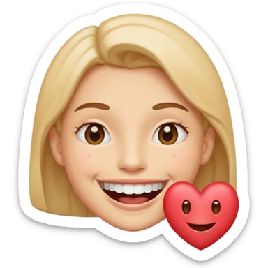 Una cara con una sonrisa tan amplia que la mitad inferior parece salirse del círculo del emoji. Se puede añadir un efecto de "espray" de pequeñas partículas de alegría (como mini-corazones o destellos) que salen de la boca. sticker