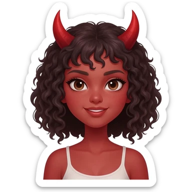 Devil girl with curly hair sticker
