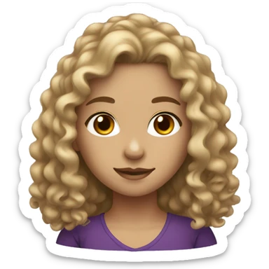 Dark Blonde long curly hair girl with tan skin and dark brown eyes sticker