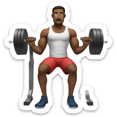 a man in a tank top doing bench press  sticker