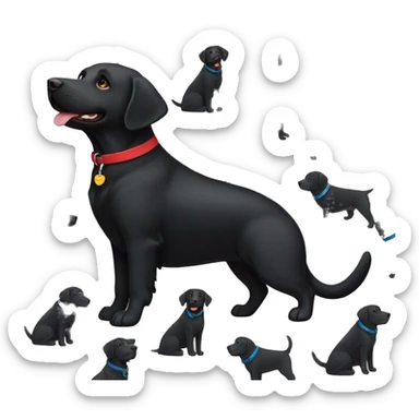 mum black labrador with red colour, happy black labrador with blue collar sticker