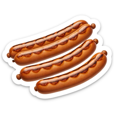 Single grilled sausage on a plain white background sticker