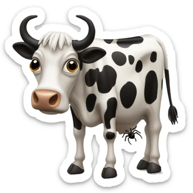 spotted cow with spider legs sticker