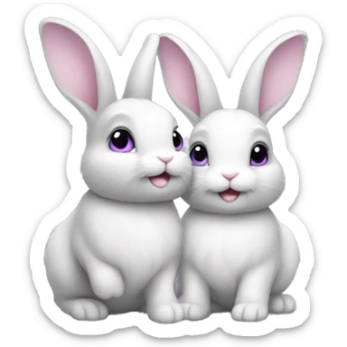 two baby bunnies with a light purple heart above them  sticker