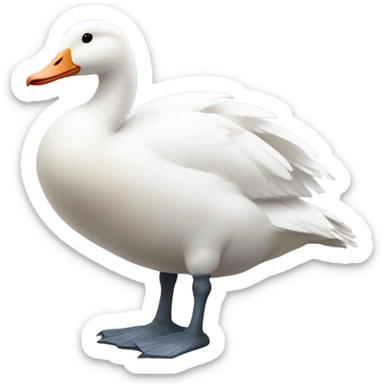 White goose lying on the belly in depression, 2D sticker