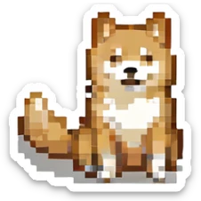 Shiba Inu sitting in a movie theater, high contrast sticker
