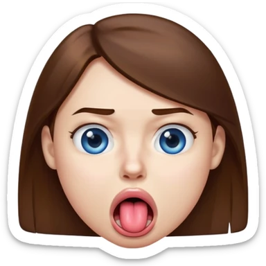 Quelqun de blan brun au yeux bleu qui tire la langue sur le coter de la bouche et regarde mal sticker