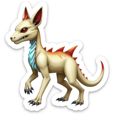 Skeletal Colorful Evil Shiny Glowing Cubone-Marowak-Zoroark-Anubis-Wendigo-Fakémon-hybrid-creature (full body), 4 legs sticker
