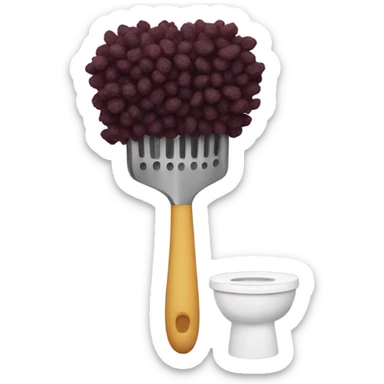 Toilet brush eating a raisin sticker