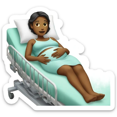 pregnant women in a hospital bed  sticker