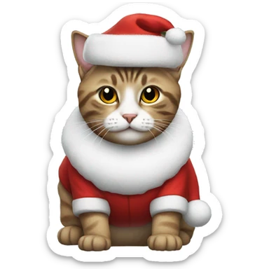 Cat wearing Santa suit sticker