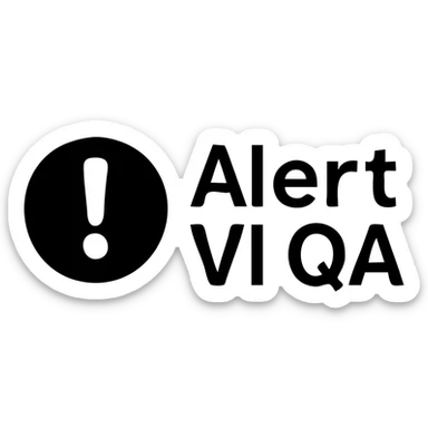 Add a solid white background (HEX #FFFFFF) behind the corporate Slack emoji. Keep the text 'Alert VI QA' visible and maintain the rest of the design and colors unchanged. The style should be clean and professional, suitable for corporate use. sticker