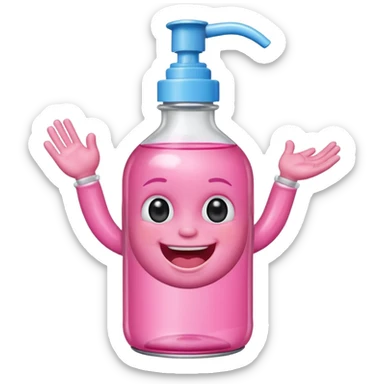 Smiling freaky baby oil bottle pink sticker