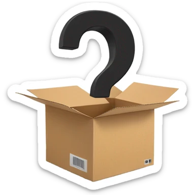 A box with a question mark, symbolizing the uncertainty of online orders. sticker