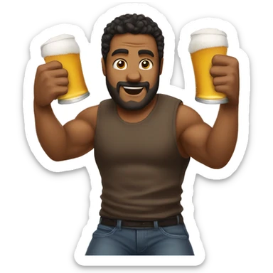 Generate a guy double fisting beers  sticker