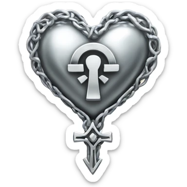 Silver heart shape with ankh in the center sticker