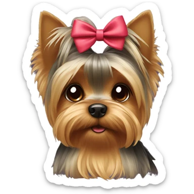 cute yorkie with a bow sticker