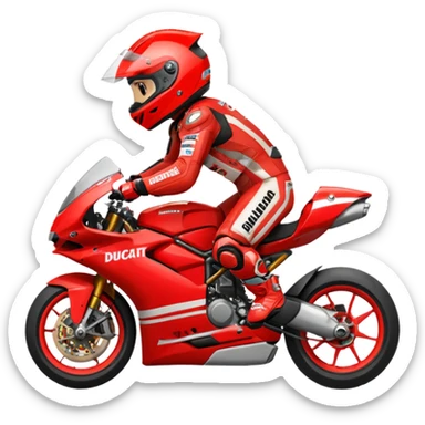 Un emoji de moto gp dé Ducati Marc Márquez pero con la moto  sticker