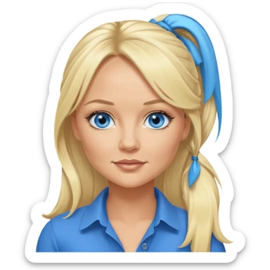 Emma Bunton with blue eyes, blonde long ponytail hair sticker