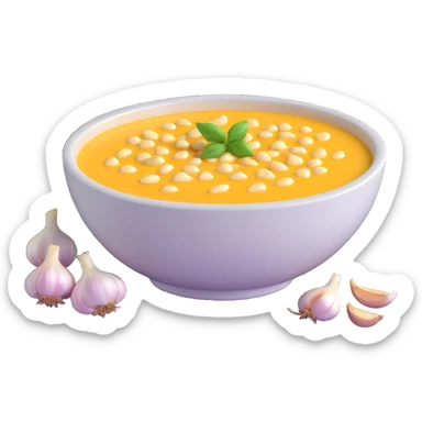 bowl of allioli sauce with garlic cloves sticker