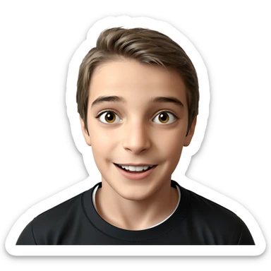 boy smiling in black shirt sticker