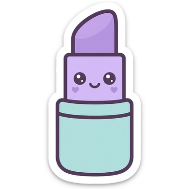 Edit the lipstick emoji to have purple color lipstick, keep the kawaii style, and remove the background. sticker