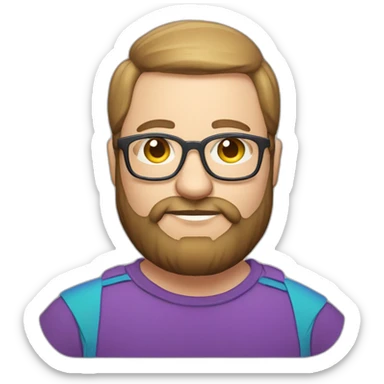 400 pound white man with beard and glasses holding a sign that reads "hype" in rainbow colors sticker