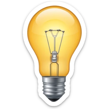 fixed glowing lightbulb, bright and intact, clear and simple style sticker