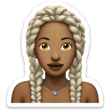 Woman with tattoss and braids and piercings smoking sticker