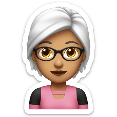 Chica de piel blanca ,blusa rosada ,cabello corto negro rojizo  sticker