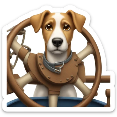 Dog driving a boat sticker