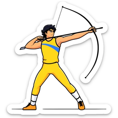 Neeraj Chopra throwing javelin in competition, dynamic pose sticker