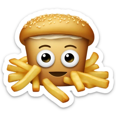Fries and fried squid sticker