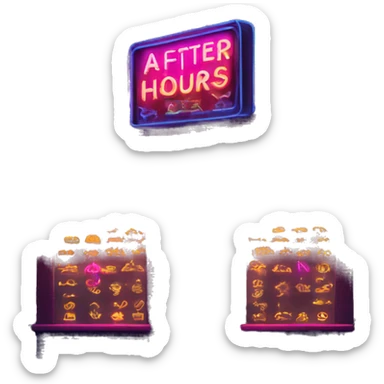 Neon Sign that says 'After Hours' sticker