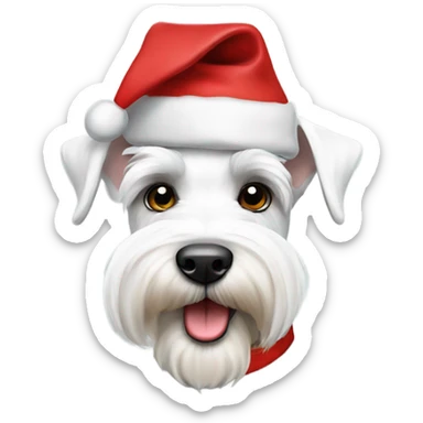 White Miniature schnauzer with Santa hat sticker