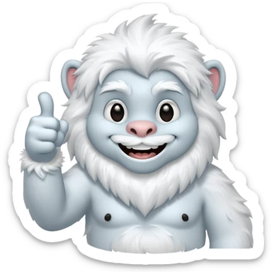 yeti thumbs up, smiling, winking sticker