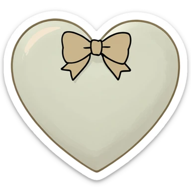 white heart with beige bow sticker
