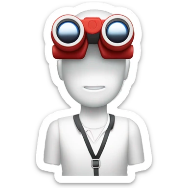 Persona blanca con polo rojo agarrando su binocular con sus manos  sticker